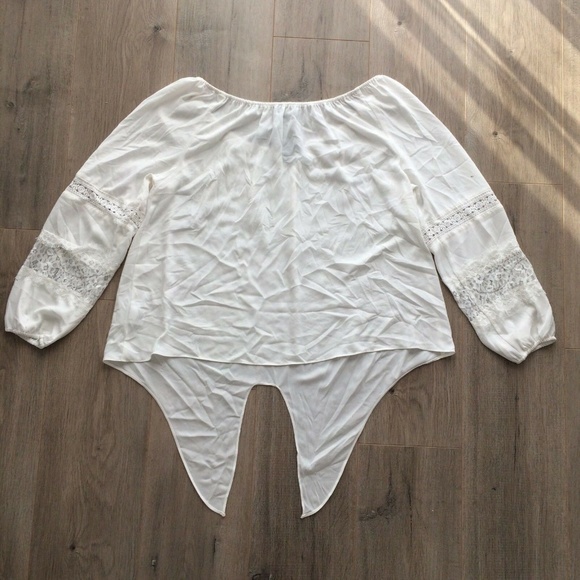 Thalia Sodi Boat Neck Lace Inset Tie Front Blouse - Picture 6 of 6